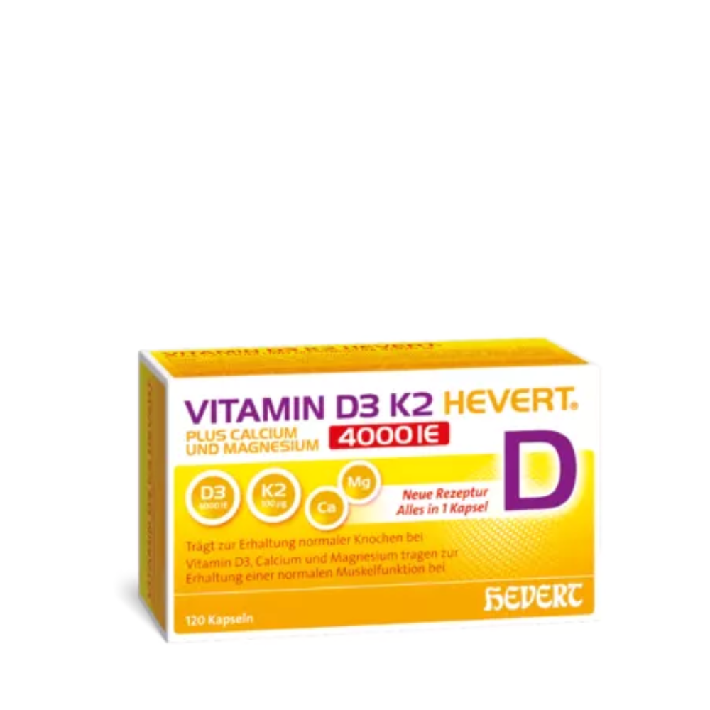 Vitamin D3 K2 Hevert plus Calcium und Magnesium 4000 IE