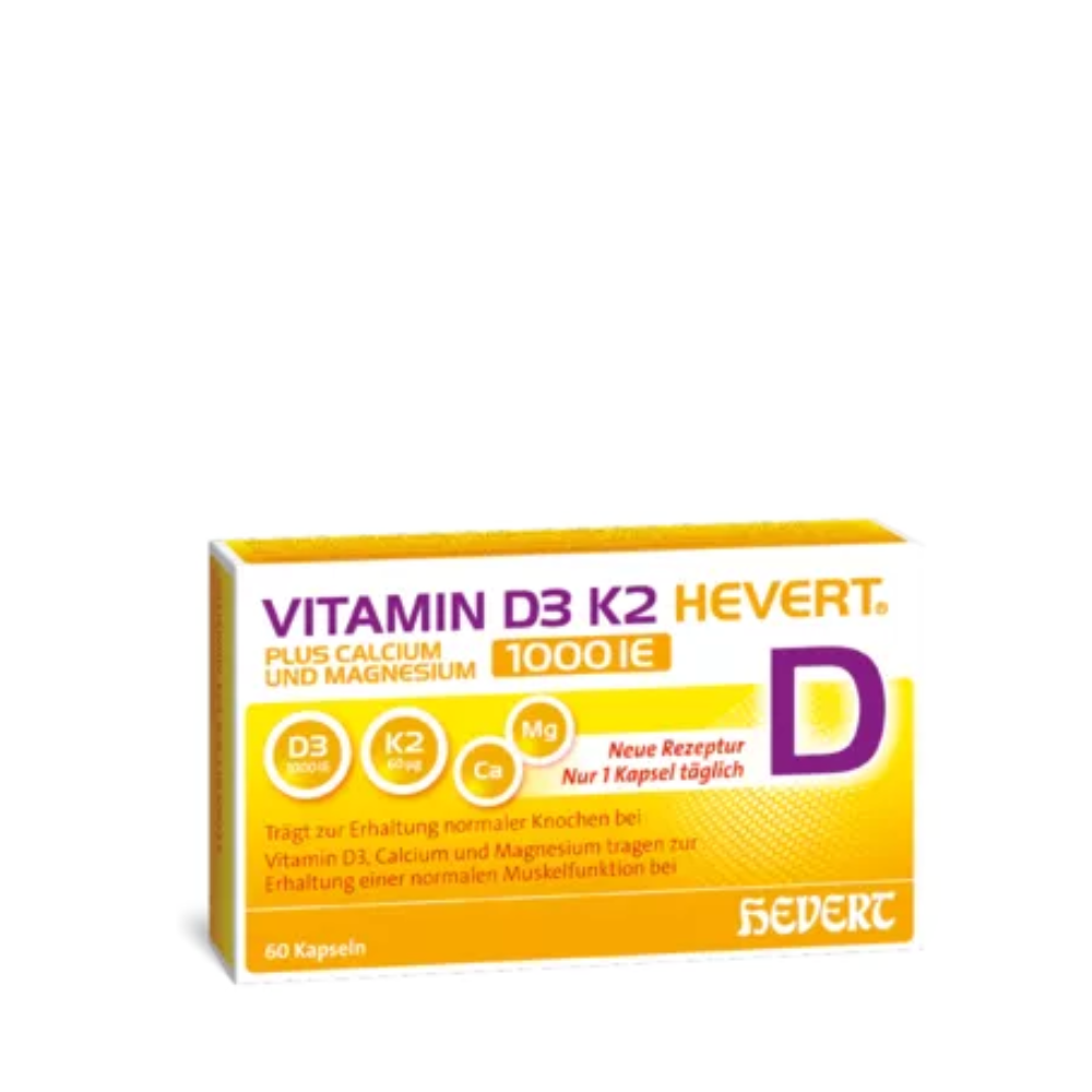 Vitamin D3 K2 Hevert plus Calcium und Magnesium 1000 IE