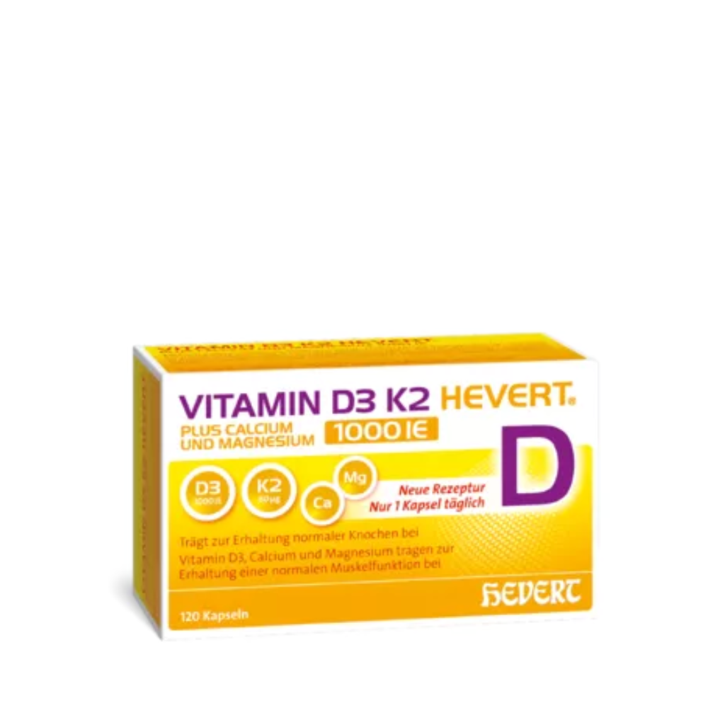 Vitamin D3 K2 Hevert plus Calcium und Magnesium 1000 IE