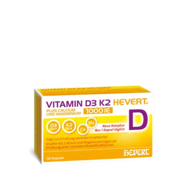 Vitamin D3 K2 Hevert plus Calcium und Magnesium 1000 IE